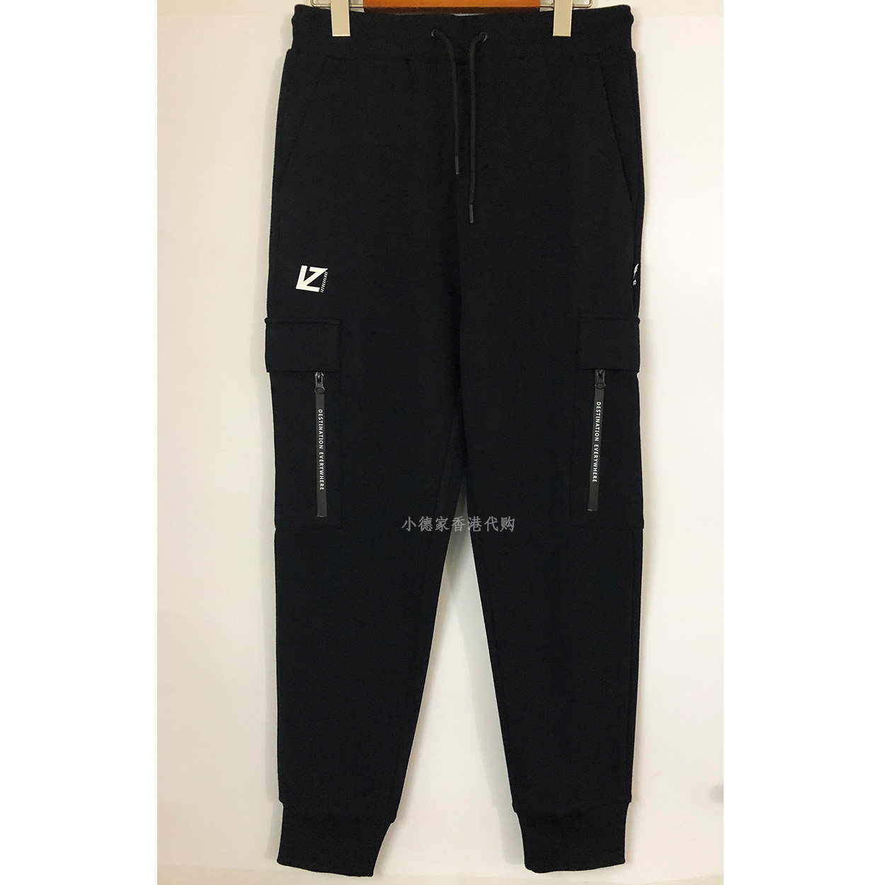 香港it潮牌 IZZUE 男款 简约纯色口袋松紧腰卫裤休闲工装长裤6720