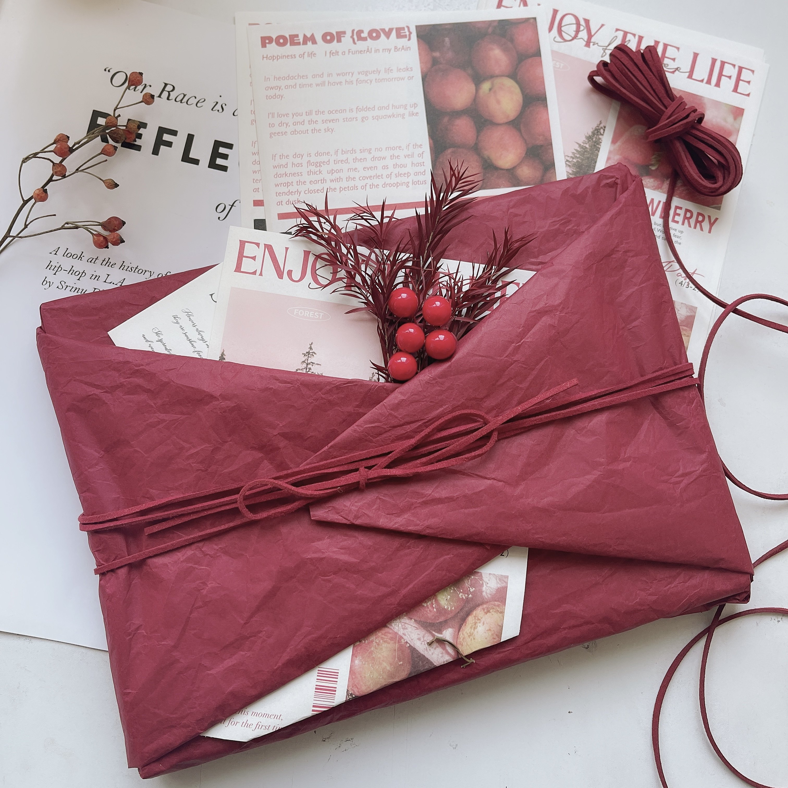 原创圣诞新年生日礼物红色包装纸结婚伴手礼文艺自然干花手工纸,文具电教/文化用品/商务用品,包装纸/蜂窝纸,淘宝优惠券,粉丝福利购,淘宝优惠卷