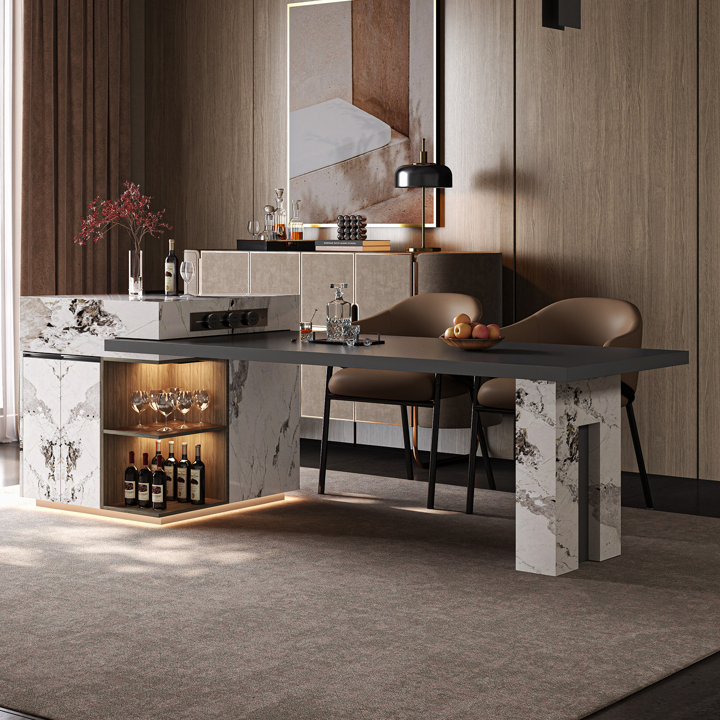 简桌潘多拉岛台餐桌一体可伸缩小户型家用多功能导台佛山工厂直销,住宅家具,岛台餐桌,淘宝优惠券,粉丝福利购,淘宝优惠卷