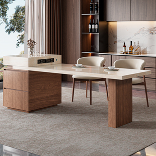 简桌中古风岛台餐桌一体2025新款 岛台 家用厨房可定制消毒柜内嵌式