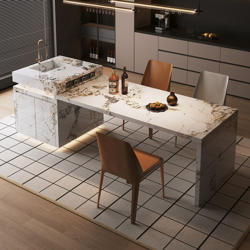 岛台餐桌一体可伸缩意式极简潘多拉导台家用小户型可定制带水槽