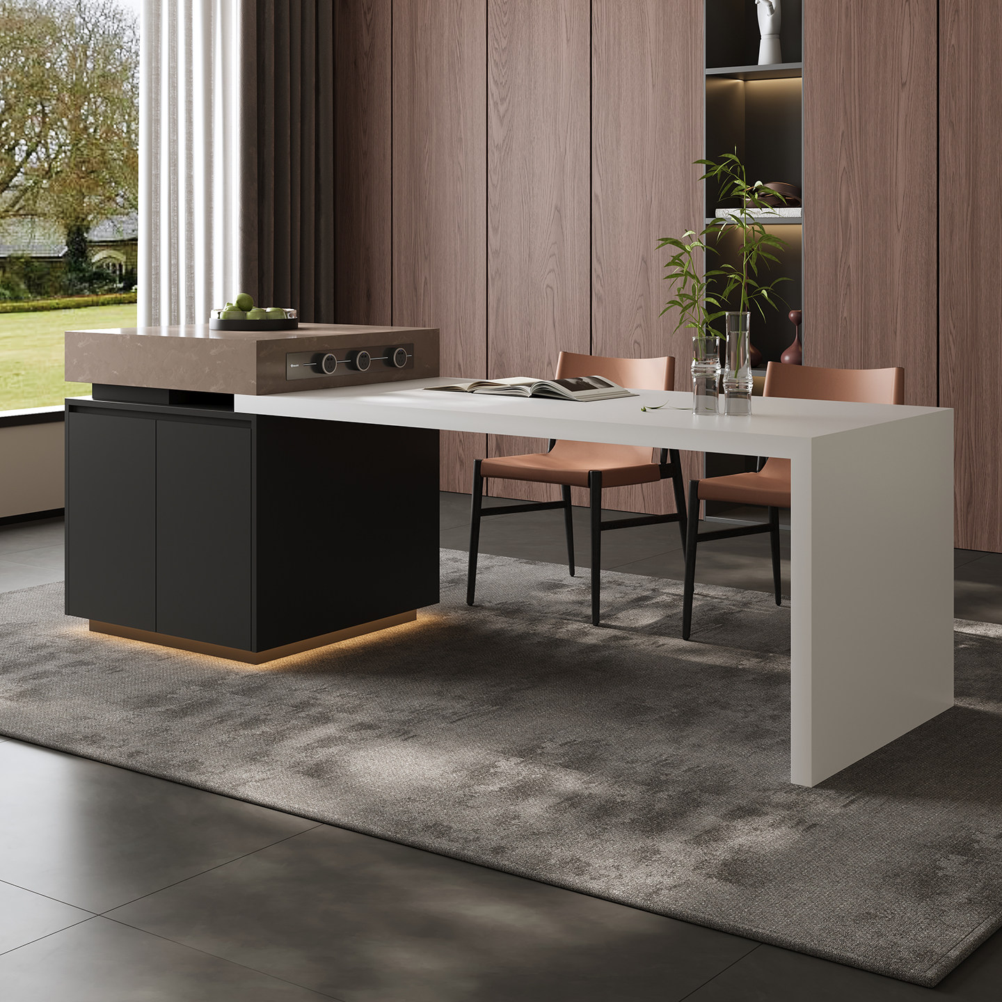 简桌简咖岩板岛台餐桌一体可伸缩意式极简高级感中岛台可定制导台,住宅家具,岛台餐桌,淘宝优惠券,粉丝福利购,淘宝优惠卷