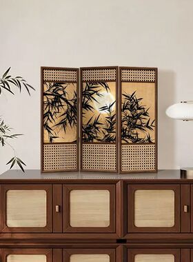 【墨竹图】桌面屏风摆件中国风摆画餐厅电视柜餐边柜复古装饰画