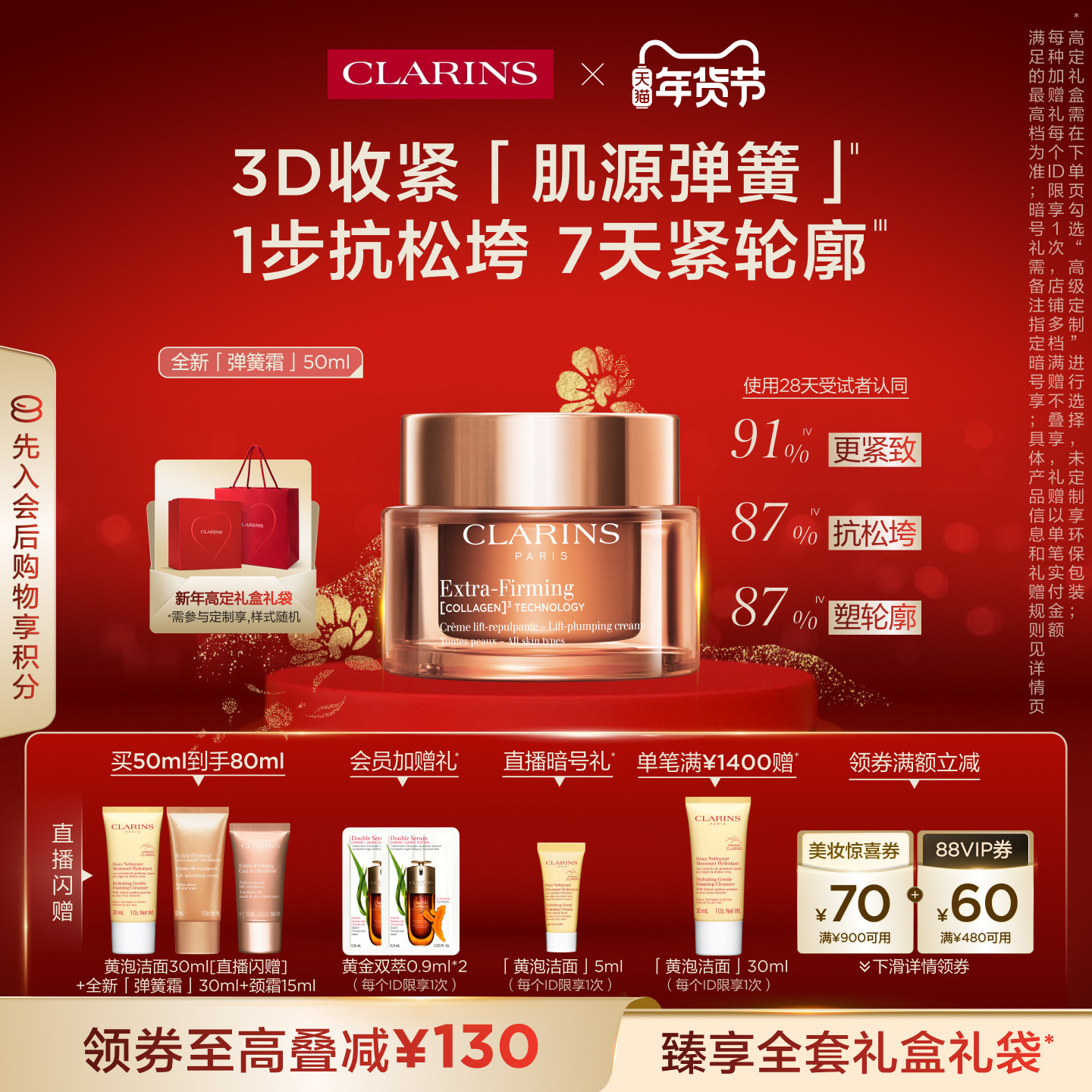 【新年礼物】全新娇韵诗弹簧霜面霜紧致抗皱淡纹促活胶原蛋白