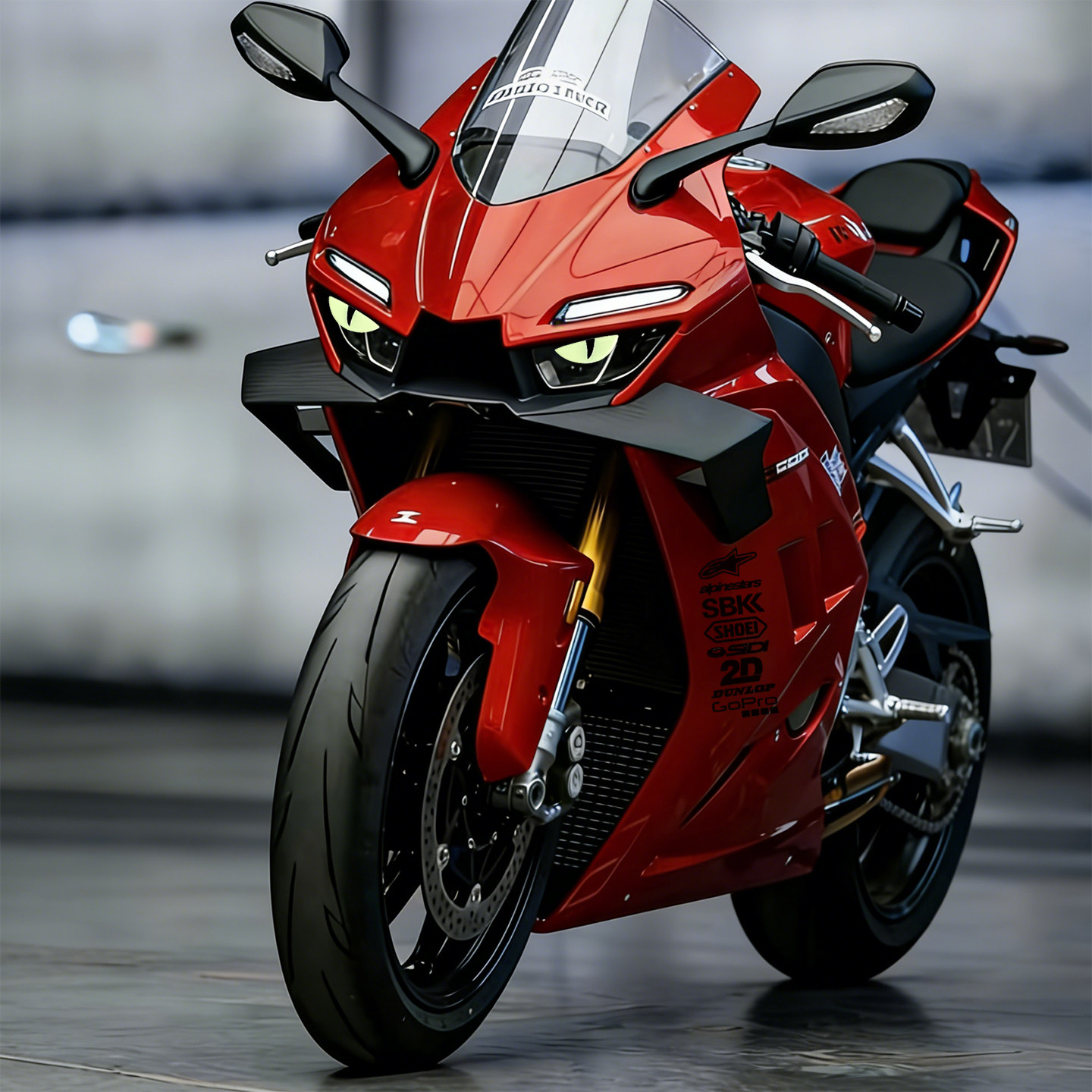 适用于张雪820RR/500RR摩托车改装车头立体夜光恶魔眼睛装饰贴纸
