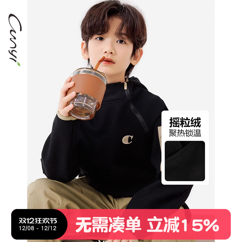 纯一良品加绒潮酷连帽宽松卫衣