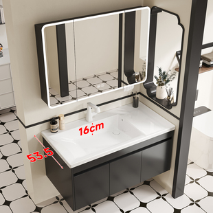 帝王洁具黑色浴室柜复古洗手盆柜左边盆陶瓷一体盆53全铝洗脸盆柜