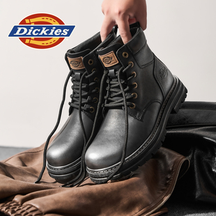 男鞋 真皮冬季 工装 鞋 靴子男靴 Dickies黑色马丁靴男款 男士 2025新款
