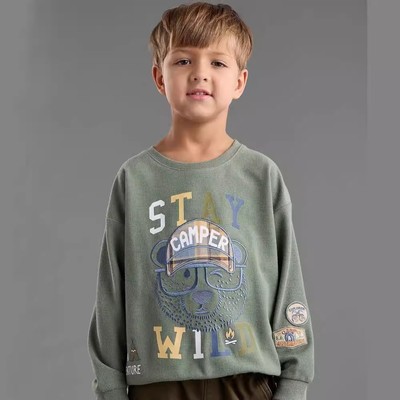 501瑕疵110高max外贸原单卫衣男童秋季单层长袖t恤男孩刺绣上衣