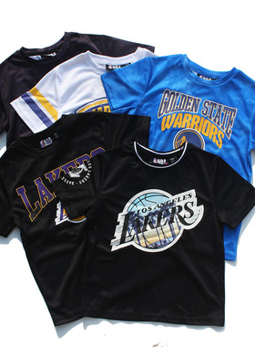 包邮尾货prim*K短袖运动速干中大童短袖t恤网眼湖人短袖跑步上衣