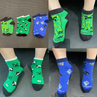 外贸尾货儿童短筒袜我 袜子 世界袜子minecraft男童短袜夏季
