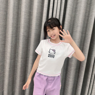 紧身短款上衣儿童纯棉t恤
