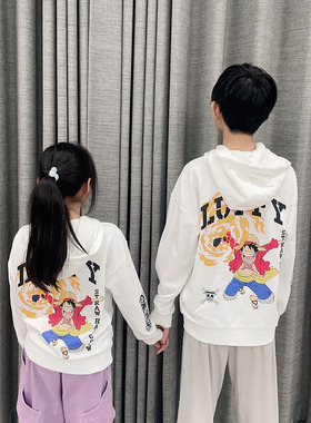 尾货primark海贼王衣服one piece毛圈上衣男童卫衣白色连帽卫衣