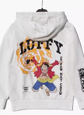 瑕疵primark海贼王衣服one piece毛圈上衣男童卫衣白色连帽卫衣
