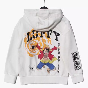 瑕疵primark海贼王衣服one piece毛圈上衣男童卫衣白色连帽卫衣