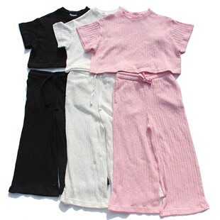 704瑕疵90-120高春装cotton on女童针织套装短袖长裤儿童两件套