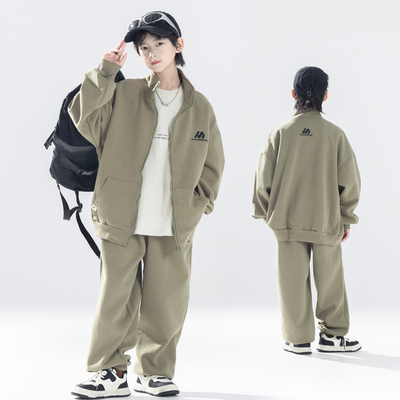 男童套装25秋季潮酷休闲百搭外套休闲裤儿童中大童两件套潮开衫