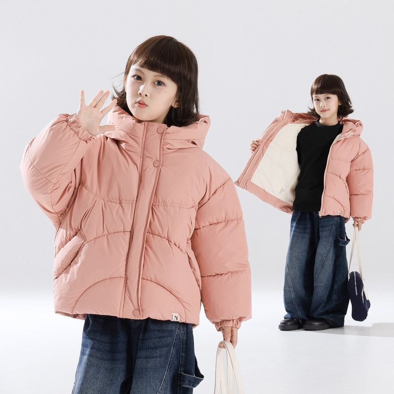 冬装新款女童棉服外套中大儿童装冬季加厚保暖棉衣初中生连帽棉袄