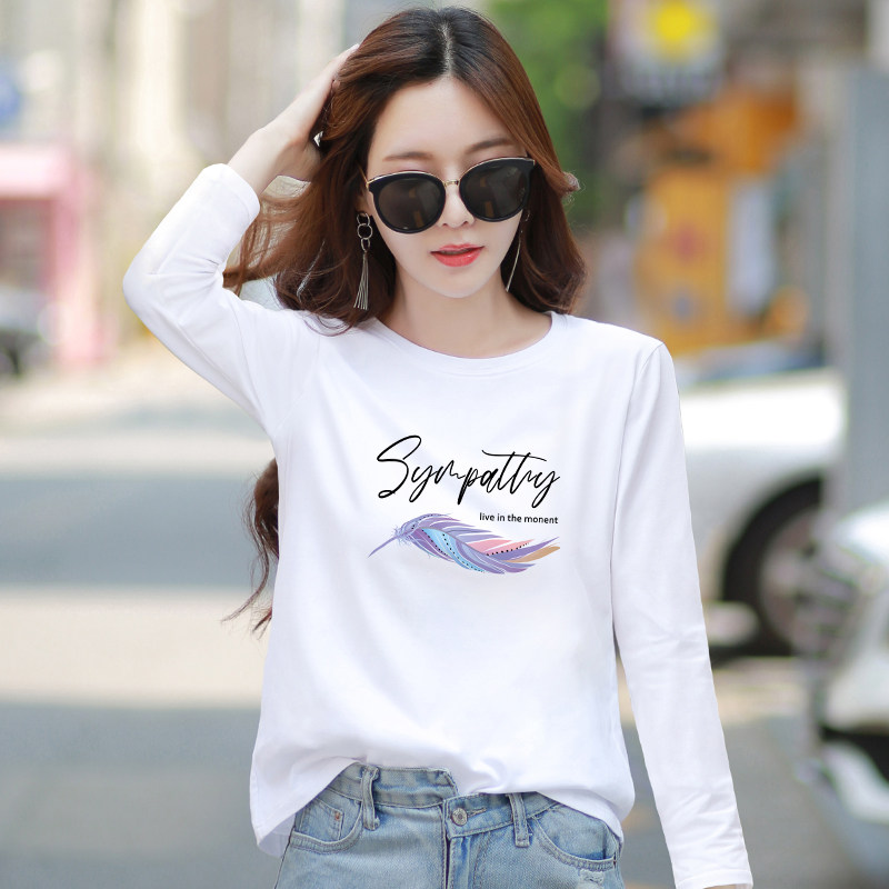 白色长袖t恤女宽松百搭外穿大码韩版上衣2025春秋新款打底衫体桖,女装/女士精品,T恤,淘宝优惠券,粉丝福利购,淘宝优惠卷