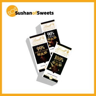 Lindt瑞士莲德国进口黑巧克力纯可可脂100%特醇排块 新鲜日期