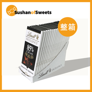 Lindt瑞士莲德国原装 整箱零食 进口黑巧克力纯可可脂100%特醇排装
