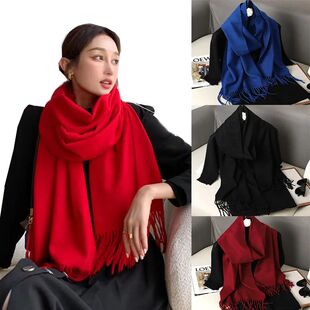 New Cashmere Scarf Women's Winter Scarves Wool Black Red Sca