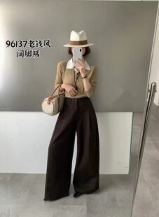 布衣天使2026秋冬新款B96137女式宽松高腰休闲裤时尚老钱风阔腿裤