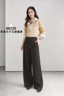 布衣天使2026年秋冬新款X96129女式宽松高腰直筒裤时尚羊毛阔腿裤