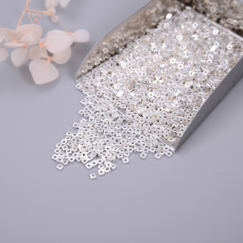 925银迷你方形三角碎银隔珠配件