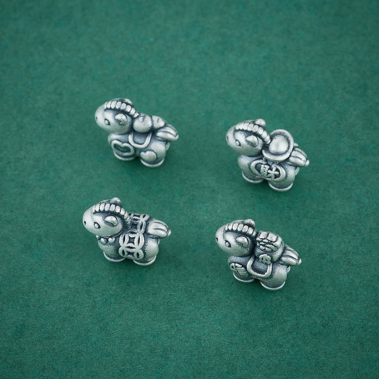 999足银生肖马隔珠马上有钱散珠手串配珠DIY编绳手链配件纯银