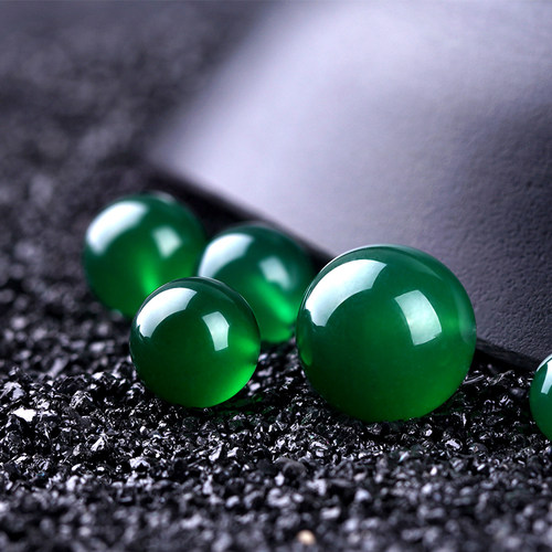 耳钉镶嵌半孔无孔珠子天然绿玛瑙