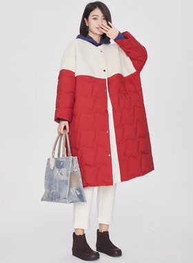 翠色嘉人2025冬季新款棒球领撞色拼接大码女90白鸭绒羽绒服82191