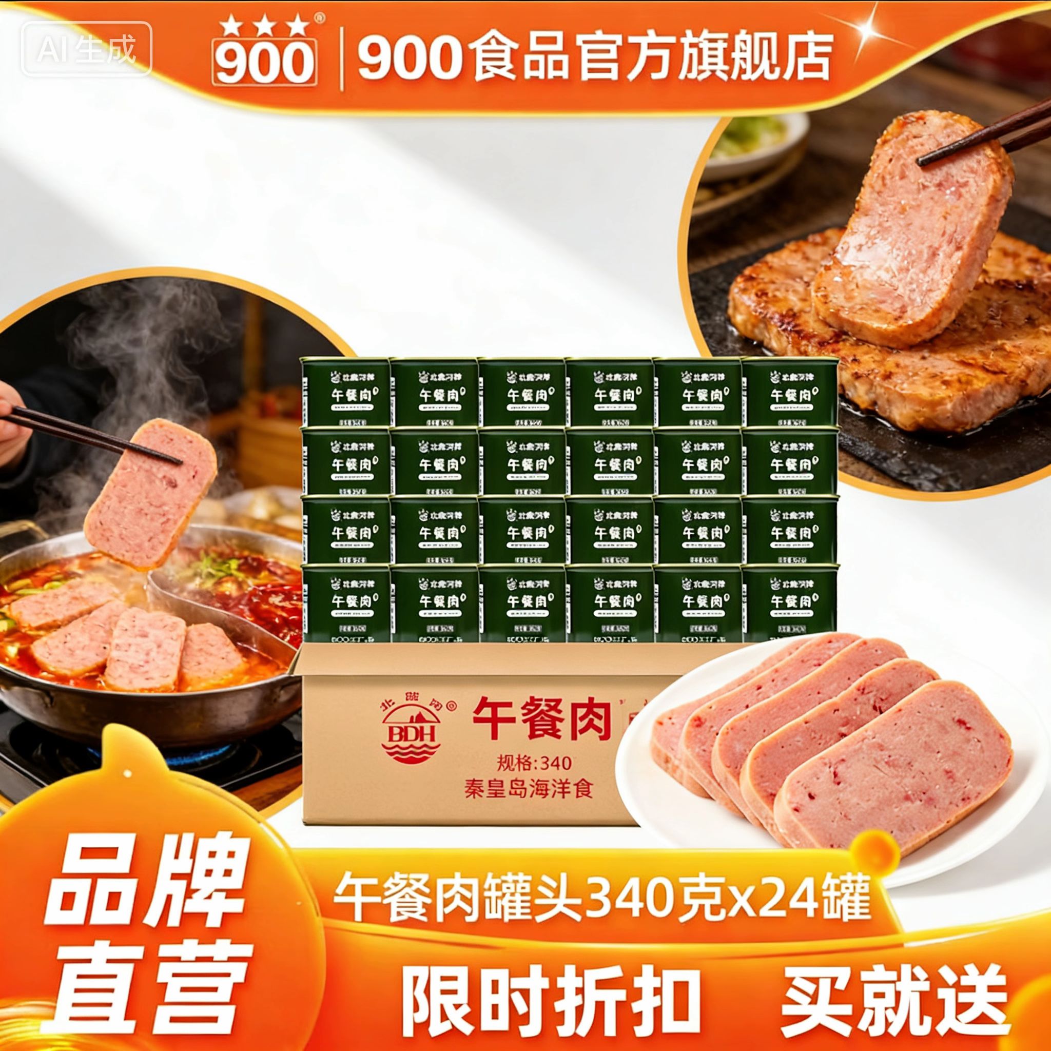 64年军工品质整箱北戴河午餐肉