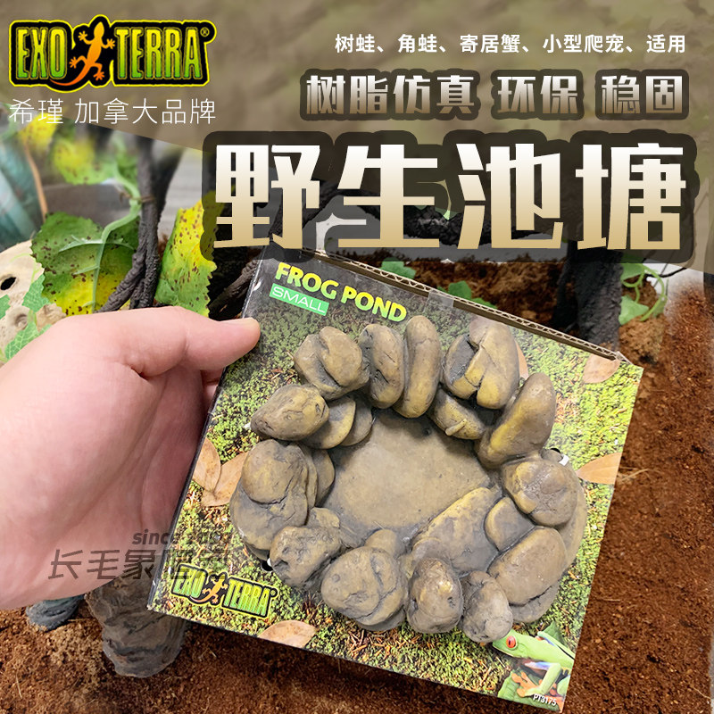 EXO希瑾树脂仿鹅卵石青蛙池角蛙水盆树蛙水盆寄居蟹饮水盆仿生态