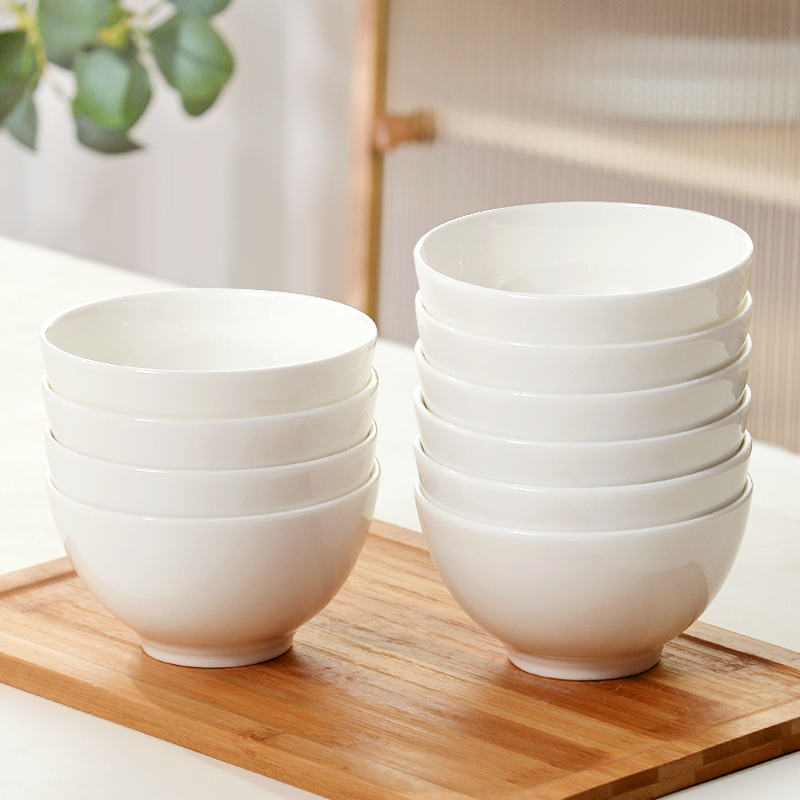 骨瓷碗家用饭碗白瓷碗2025新款陶瓷餐具汤面碗吃饭米饭碗小碗套装