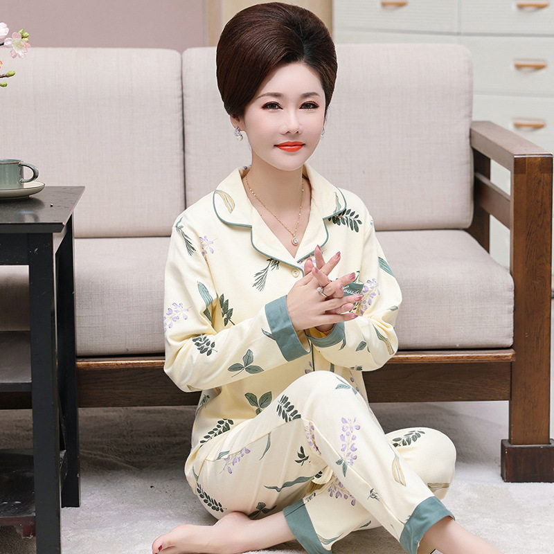 红豆代发纯棉睡衣女开衫长袖2023新款套装和服式女士秋季两件套家