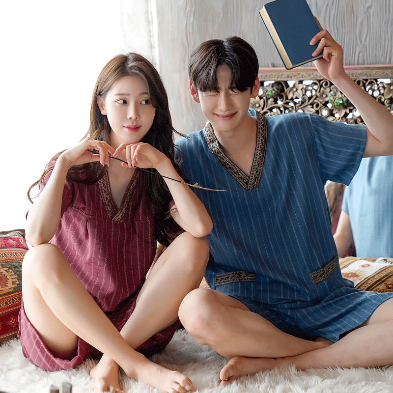 贡棉汗蒸服男女情侣大码男桑拿服足疗洗浴按摩浴衣家居睡衣