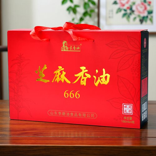 菏泽李磨油纯芝麻香油4瓶礼盒装