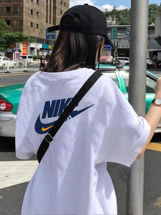 半袖 纯棉百搭短袖 新款 t恤女美式 体恤小众设计感圆领上衣潮牌 夏季