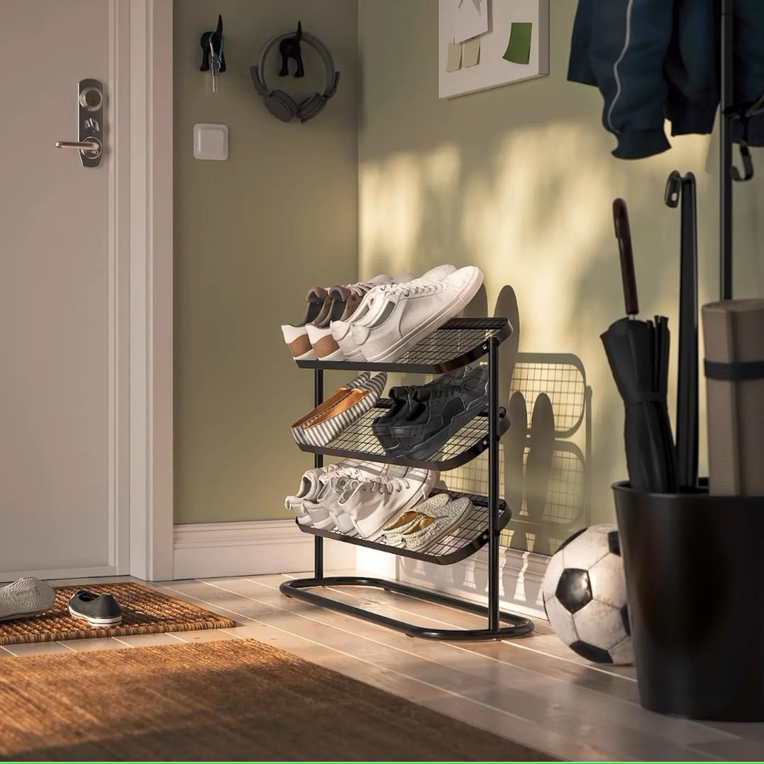 宜家代购艾佳奈斯鞋架宿舍鞋柜收纳神器鞋架子简易门厅金属鞋架,收纳整理,鞋子收纳架,淘宝优惠券,粉丝福利购,淘宝优惠卷