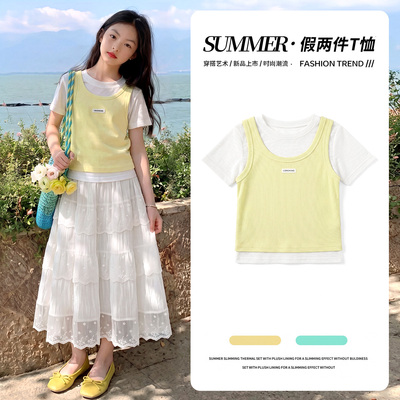 女童连衣裙夏季短袖套装儿童2026新款春秋多巴胺大童女孩公主裙子 — 5