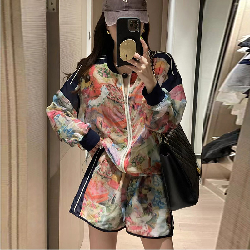 休闲时尚套装女欧洲站2022夏新款欧货薄冰丝防晒衣外套短裤两件套