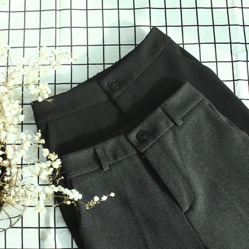 Шерстяные демисезонные штаны, костюм для школьников, в корейском стиле, свободный прямой крой