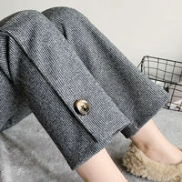 Штаны-клёш, шерстяные флисовые штаны для отдыха, высокая талия, свободный прямой крой