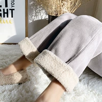 Вельветовые демисезонные штаны, леггинсы, флисовые бархатные повседневные брюки для отдыха, высокая талия, свободный прямой крой