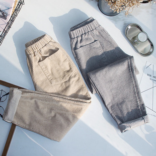 显瘦哈伦老爹裤 灯芯绒裤 子女2023春秋加绒休闲百搭条绒宽松萝卜裤