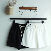 Летние шорты для отдыха, тонкие черные спортивные штаны для школьников, в корейском стиле, из хлопка и льна