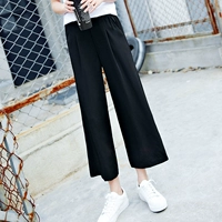 Приталенные шифоновые летние штаны для отдыха для школьников, коллекция 2021, свободный прямой крой, в корейском стиле, высокая талия