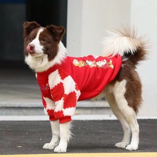 圣诞新年大狗狗衣服秋冬加绒金毛红色衣服边牧拉布拉多德牧中大型