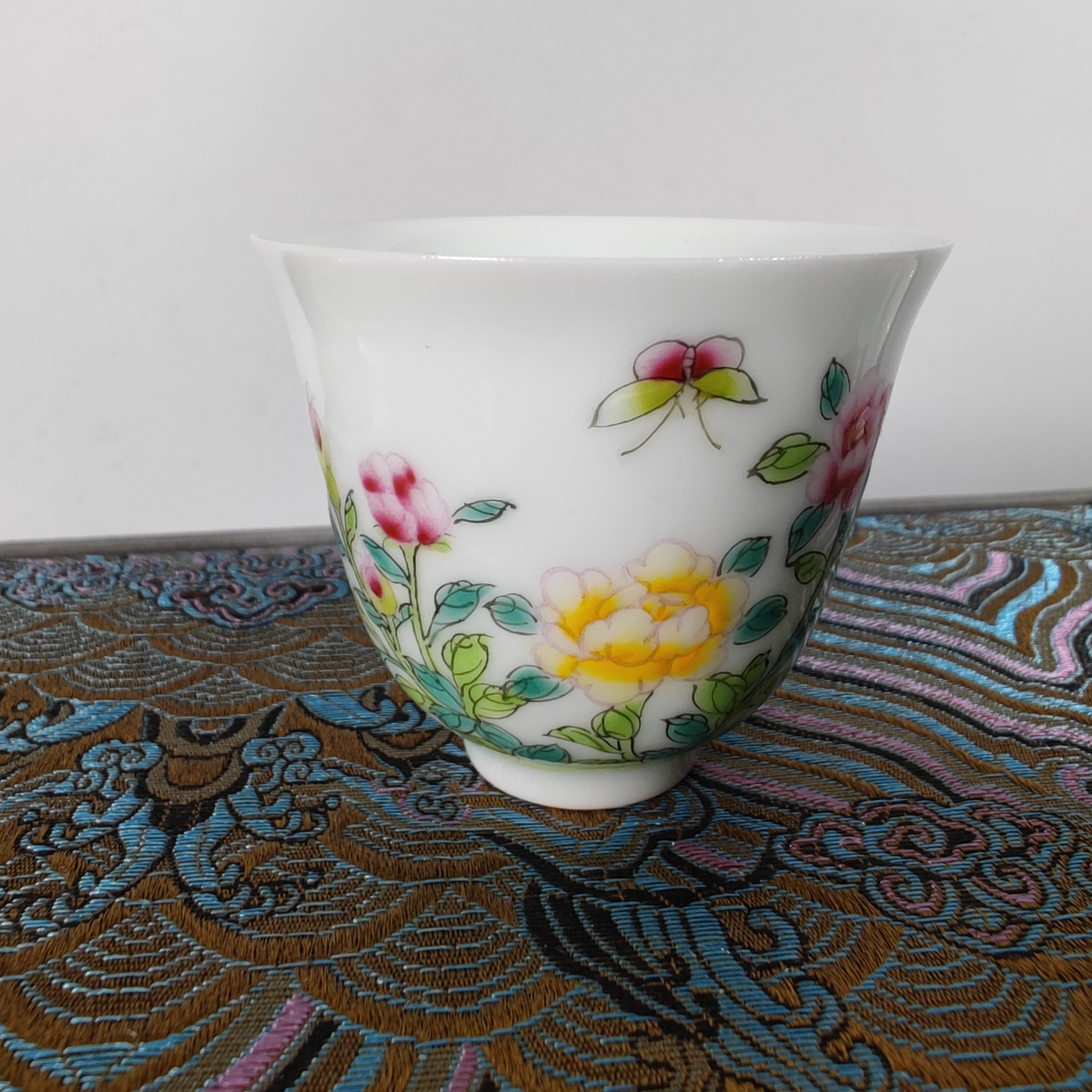 景德镇厂货陶瓷器手拉胚手绘原矿老料粉彩闻香杯茶杯主人杯普洱杯